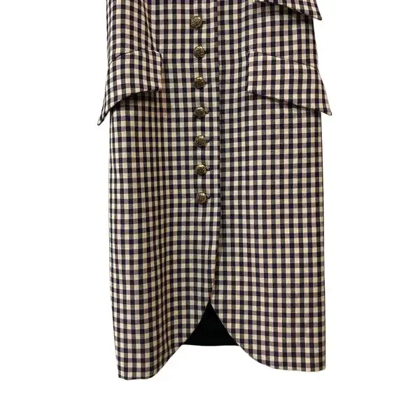 Anna Sui Shift Dress Sm Wool Purple Black Checkered Sleeveless Preppy Academia - Picture 9 of 16